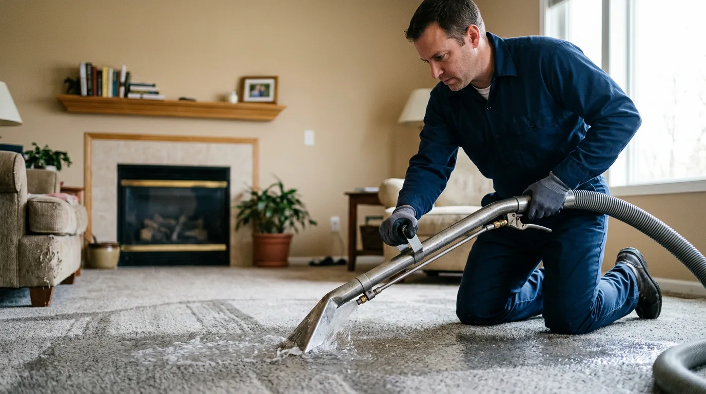 Water damage restoration technician working near Warsaw, MO